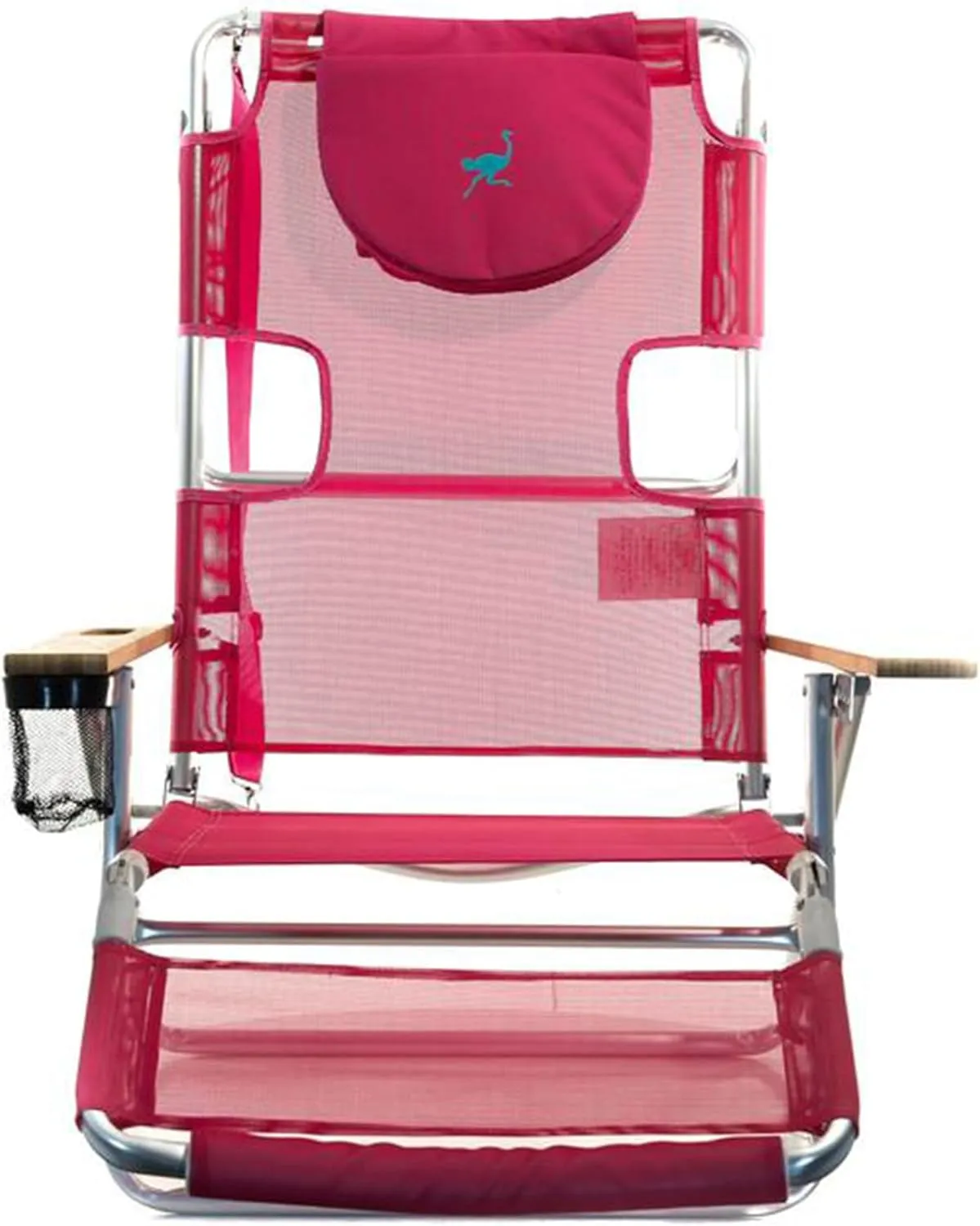 Ostrich Altitude 3-in-1 16-Inch Reclining Beach Chair with 5 Adjustable Chair Position, Carrying Straps and Cupholder, Pink (3 Pack)