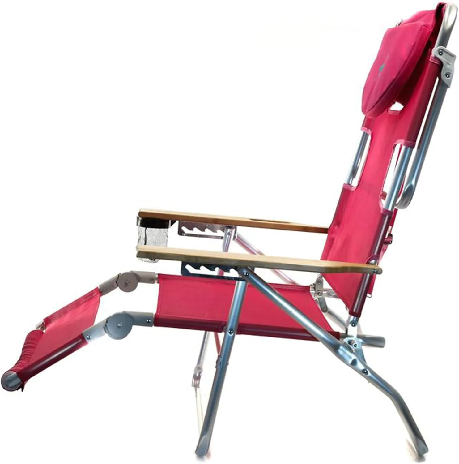 Ostrich Altitude 3-in-1 16-Inch Reclining Beach Chair with 5 Adjustable Chair Position, Carrying Straps and Cupholder, Pink (3 Pack)