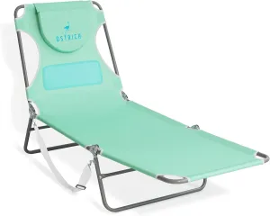 Ostrich Ladies Comfort Lounger with Chest Support, Portable Reclining Outdoor Patio Beach Lawn Camping Pool Tanning Chair, Teal