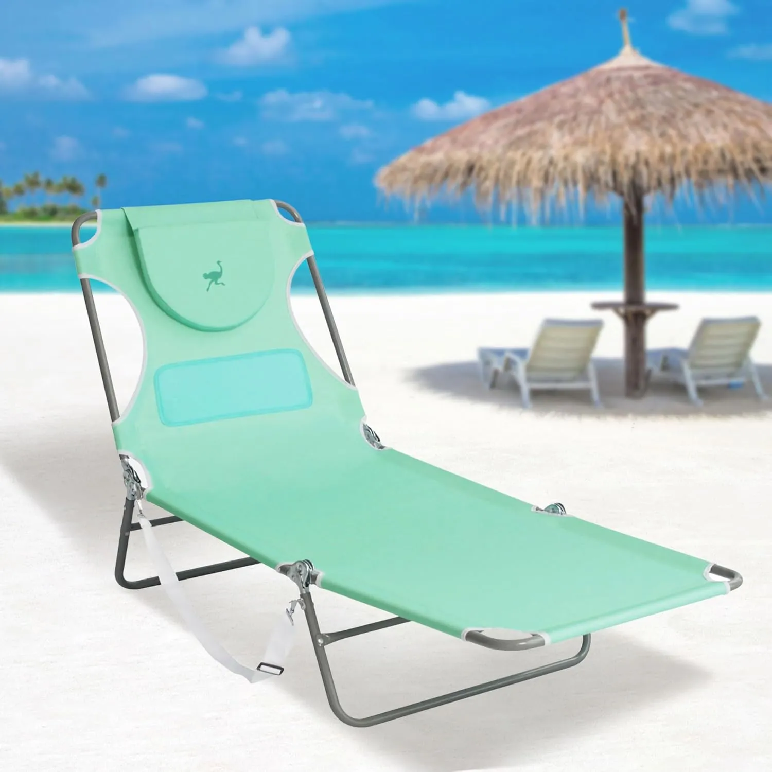 Ostrich Ladies Comfort Lounger with Chest Support, Portable Reclining Outdoor Patio Beach Lawn Camping Pool Tanning Chair, Teal