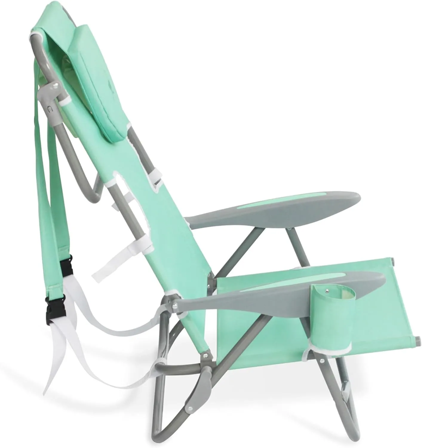 Ostrich Lightweight Portable Outdoor On Your Back Folding Chair for Relaxing with 5 Seat Adjustment Backpack Straps and Cup Holder, Teal (3 Pack)