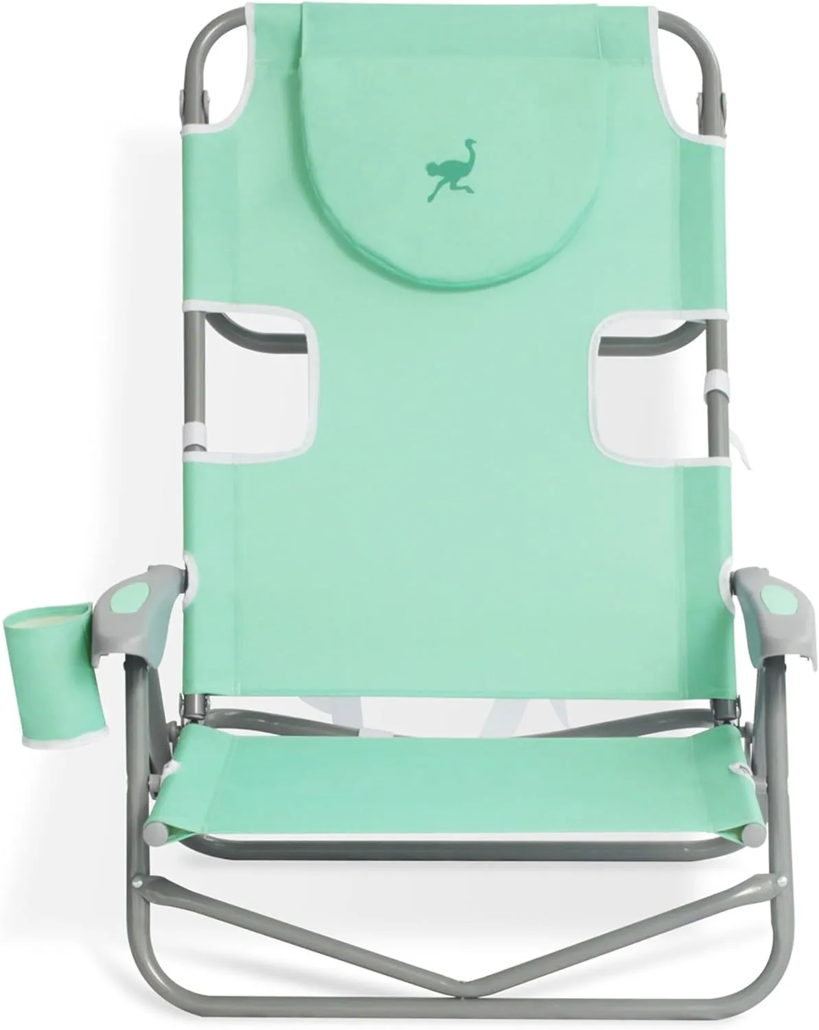 Ostrich Lightweight Portable Outdoor On Your Back Folding Chair for Relaxing with 5 Seat Adjustment Backpack Straps and Cup Holder, Teal (3 Pack)