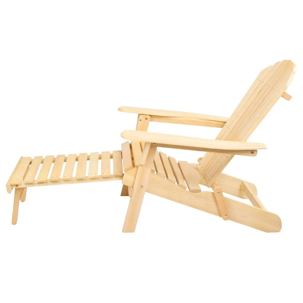 Outdoor Adirondack Chair with Slide Out Footstool