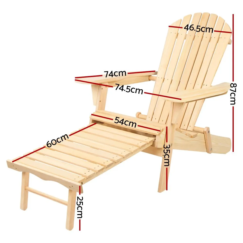 Outdoor Adirondack Chair with Slide Out Footstool