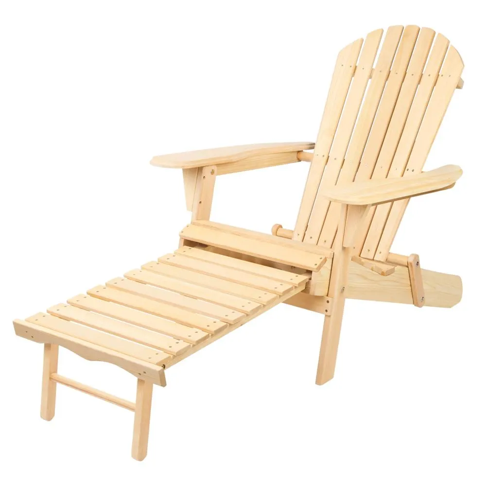 Outdoor Adirondack Chair with Slide Out Footstool