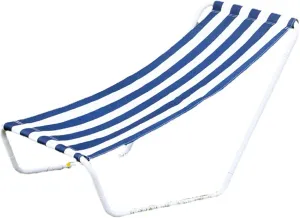 Outdoor Beach Lounger Portable Foldable Lunch Lounger Blue and White Striped Camping Lounger for Beach