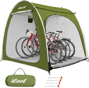 Outdoor Bike Covers Storage Shed Tent, Outdoor Motorcycle Storage shed, Neat Tent Bicycle Cover, Waterproof Storage of 4 Bicycles or Motorcycle (Green)