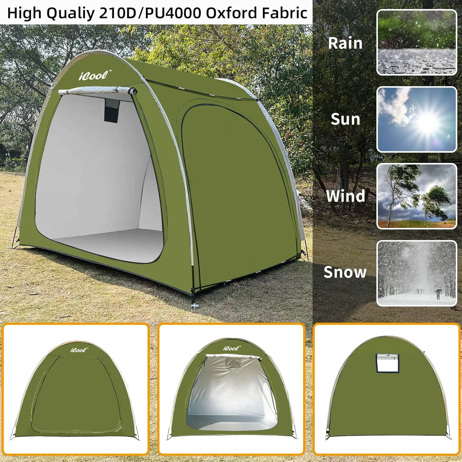 Outdoor Bike Covers Storage Shed Tent, Outdoor Motorcycle Storage shed, Neat Tent Bicycle Cover, Waterproof Storage of 4 Bicycles or Motorcycle (Green)