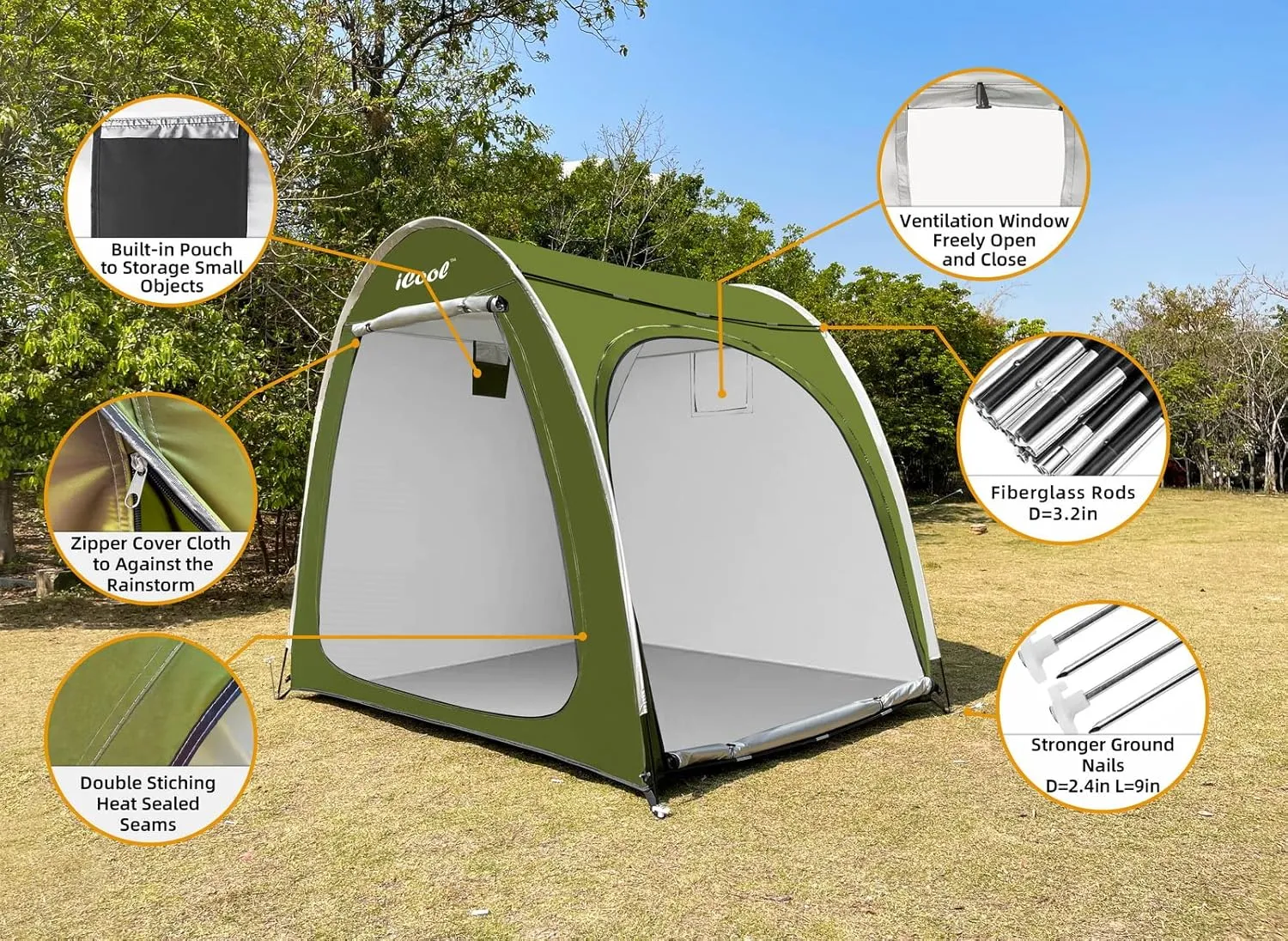 Outdoor Bike Covers Storage Shed Tent, Outdoor Motorcycle Storage shed, Neat Tent Bicycle Cover, Waterproof Storage of 4 Bicycles or Motorcycle (Green)