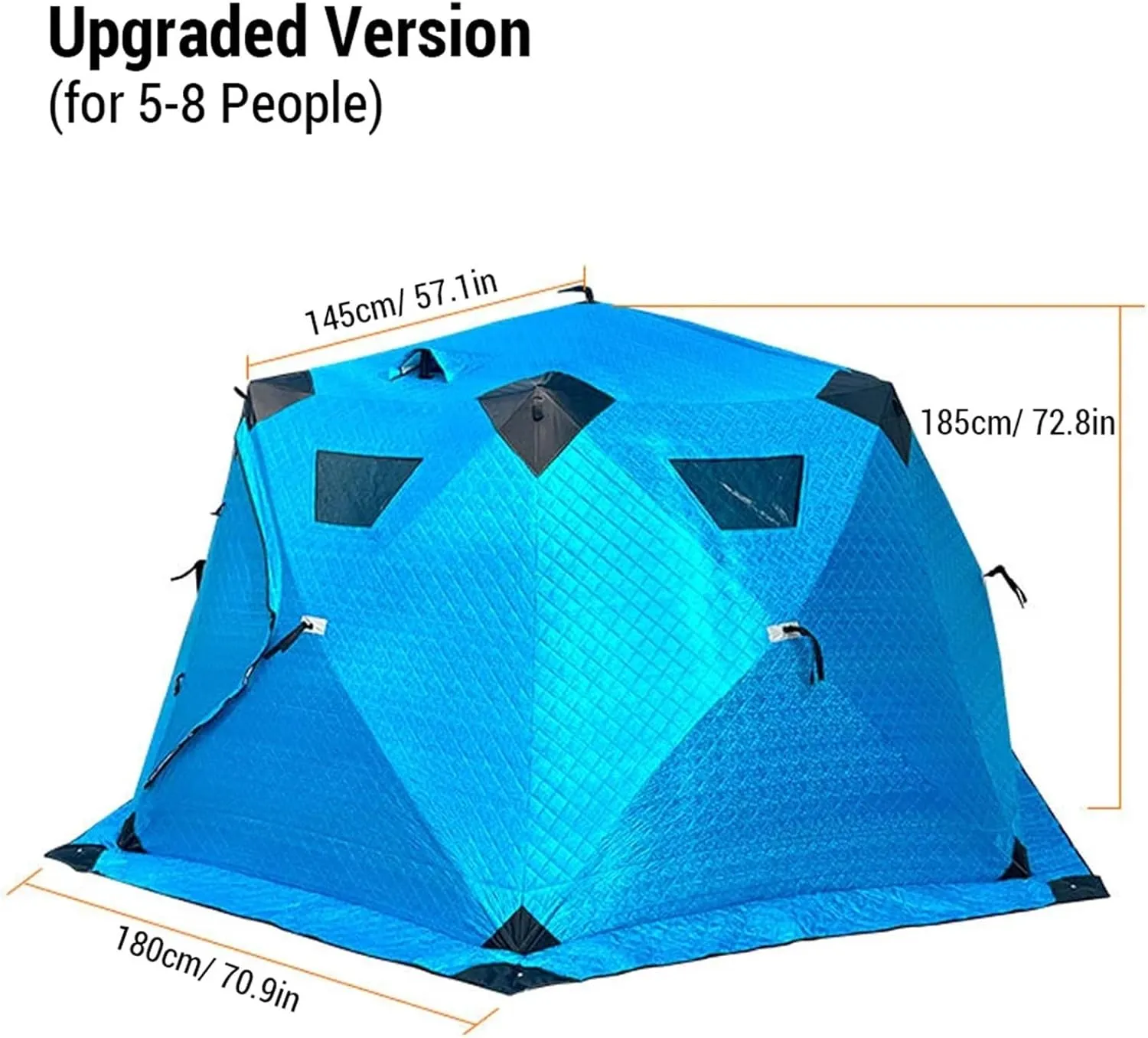 Outdoor Camping Ice Fishing Tent Insulated Quick Set Up Winter Fishing Tent Compatible with 5-8 People Camping Hiking Fishing Sport Events (Blue l)