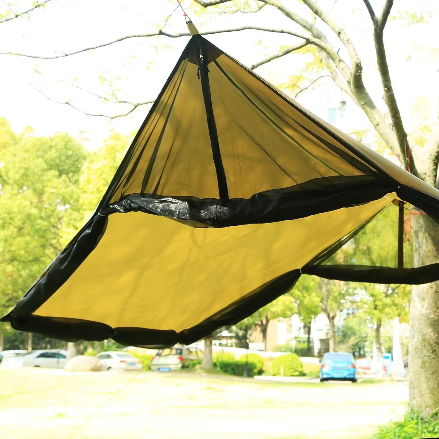 Outdoor Camping Screen Room with Mesh Walls, Waterproof Polyester Canopy, Portable Family Shelter, UV Sun Shade,NO Pole (Army Green)