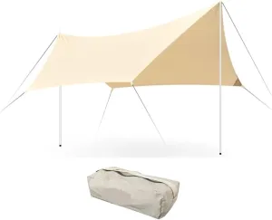 Outdoor Camping Sunshade Tarp Waterproof Sun Shelter Canopy Picnic UV-Protection Awning Rain Fly Sliver Coating Oxford