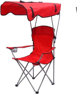 Outdoor Chair Folding Camping Chair Camping Chair With Shade Canopy Chair, Folding Recliner, Adjustable Outdoor Beach Lightweight Sunshade Folding Chairs Camping Chair Foldable Chair ( Color : Red , S