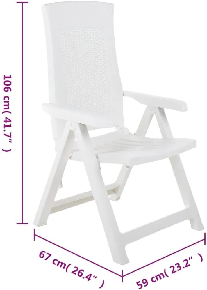 Outdoor Chair sillas de comedor Dining Chairs Outdoor chairsPatio Reclining Chairs 2 pcs Plastic WhiteSuitable for Gardens, courtyards