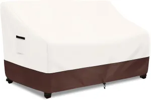 Outdoor Couch Covers | Heavy-Duty Waterproof Outdoor Sofa Cover | All-Weather Patio Furniture Cover for Loveseats & Benches (Beige, Fits 58W x 32.5D x 31H)