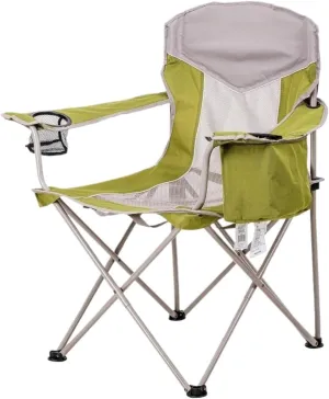 Outdoor Folding Chair Adult Oversized Mesh Camp Chair with Cooler, Green Backpack Chair