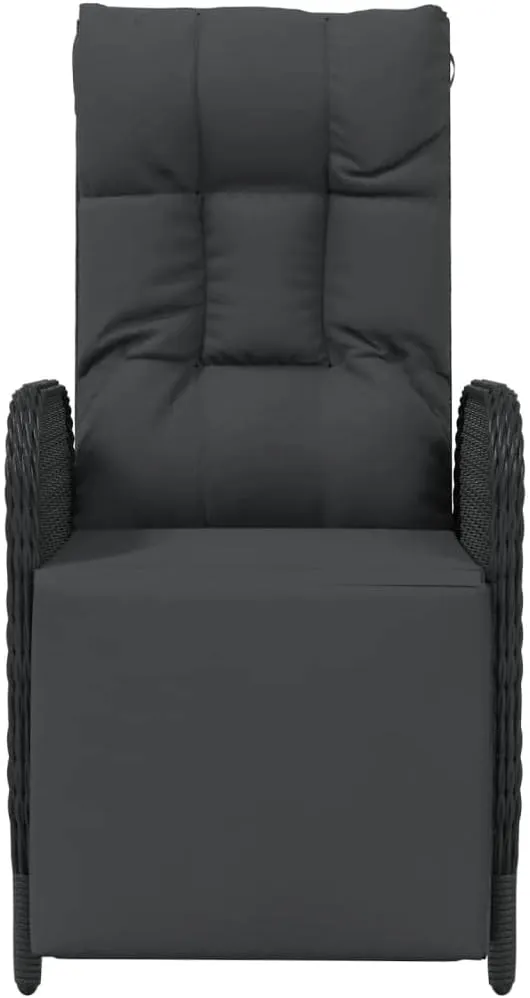 Outdoor Furniture Outdoor Chairs Front Porch Decor Patio Reclining Chairs with Cushions 2 pcs Poly Rattan Black