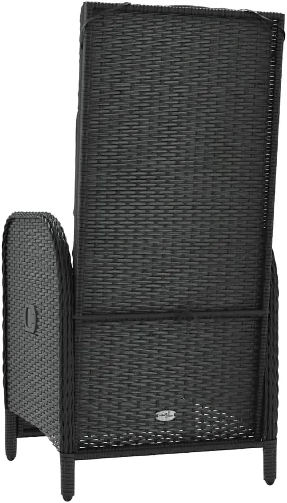 Outdoor Furniture Outdoor Chairs Front Porch Decor Patio Reclining Chairs with Cushions 2 pcs Poly Rattan Black