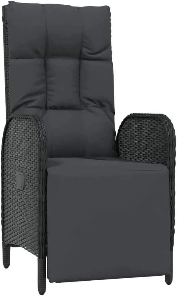 Outdoor Furniture Outdoor Chairs Front Porch Decor Patio Reclining Chairs with Cushions 2 pcs Poly Rattan Black