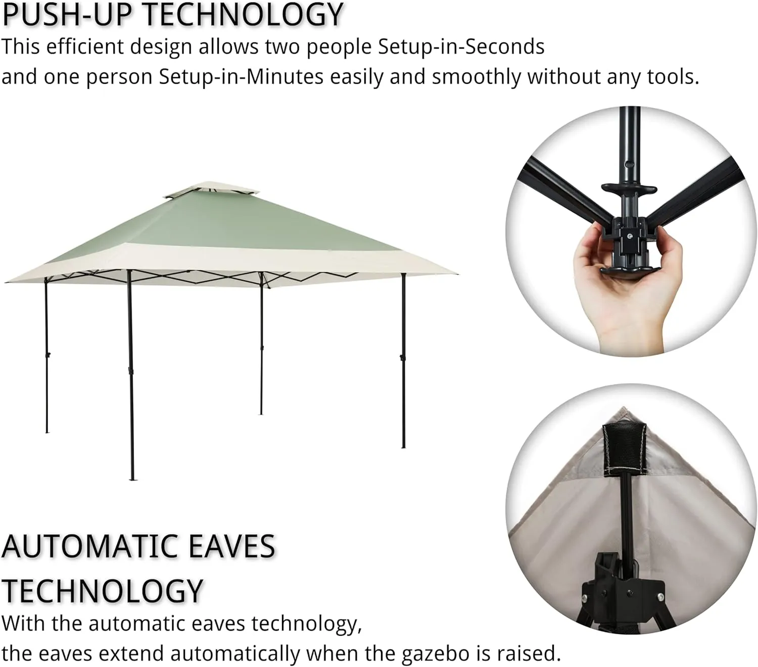 OUTDOOR LIVING SUNTIME 13x13 Instant Pop Up Gazebo Canopy Tent Shelter with Zippered Mesh Mosquito Netting, Wheeled Roller Carry Bag, Bonus Weight Sandbags, Stakes, Ropes - Olive
