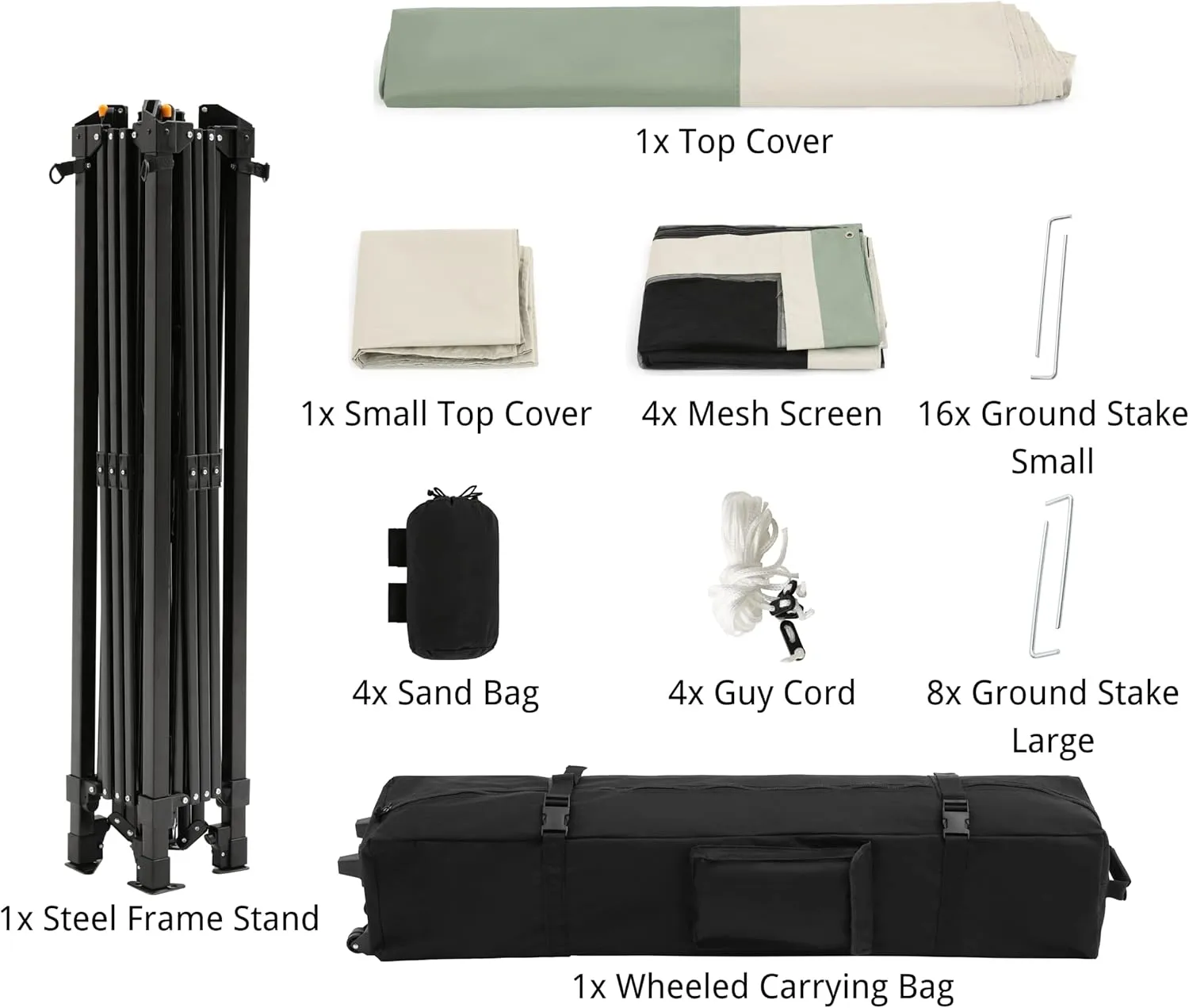 OUTDOOR LIVING SUNTIME 13x13 Instant Pop Up Gazebo Canopy Tent Shelter with Zippered Mesh Mosquito Netting, Wheeled Roller Carry Bag, Bonus Weight Sandbags, Stakes, Ropes - Olive