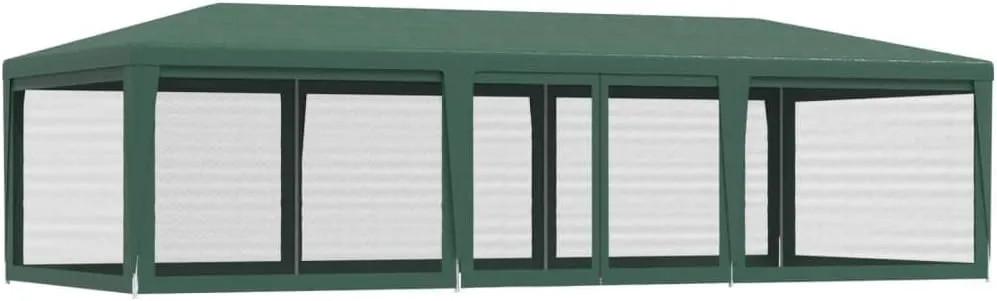 Outdoor Party Tent Gazebo with 8 Mesh Sidewalls Heavy-Duty Iron Frame HDPE Cover UV Protective Green 29.5'x13.1' for Backyard Patio BBQ Events