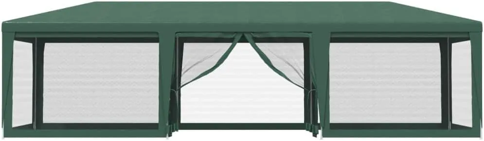 Outdoor Party Tent Gazebo with 8 Mesh Sidewalls Heavy-Duty Iron Frame HDPE Cover UV Protective Green 29.5'x13.1' for Backyard Patio BBQ Events