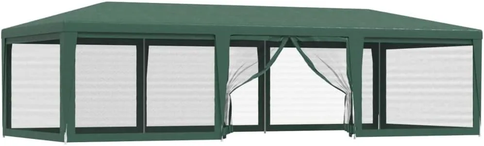 Outdoor Party Tent Gazebo with 8 Mesh Sidewalls Heavy-Duty Iron Frame HDPE Cover UV Protective Green 29.5'x13.1' for Backyard Patio BBQ Events