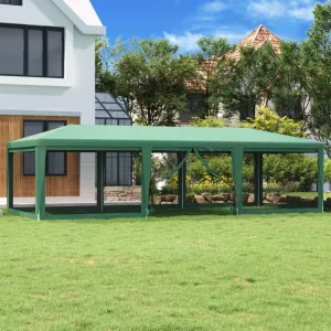 Outdoor Party Tent Gazebo with 8 Mesh Sidewalls Heavy-Duty Iron Frame HDPE Cover UV Protective Green 29.5'x13.1' for Backyard Patio BBQ Events