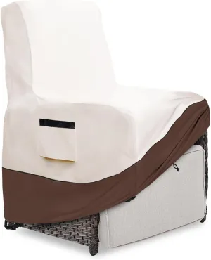 Outdoor Recliner Chair Cover,600D Heavy Duty Waterproof Patio Reclining Lounge Chair Cover,Outdoor Furniture Covers for Lawn/Garden Recliner Chiar,Beige&Brown