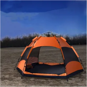 Outdoor Tent 3-4 Person Outdoor Tent Hexagon Automatic Setup Water Resistant Anti-UV Awning Picnic Tent Double Layers Tent (Color : Orange) (Color : Orange)