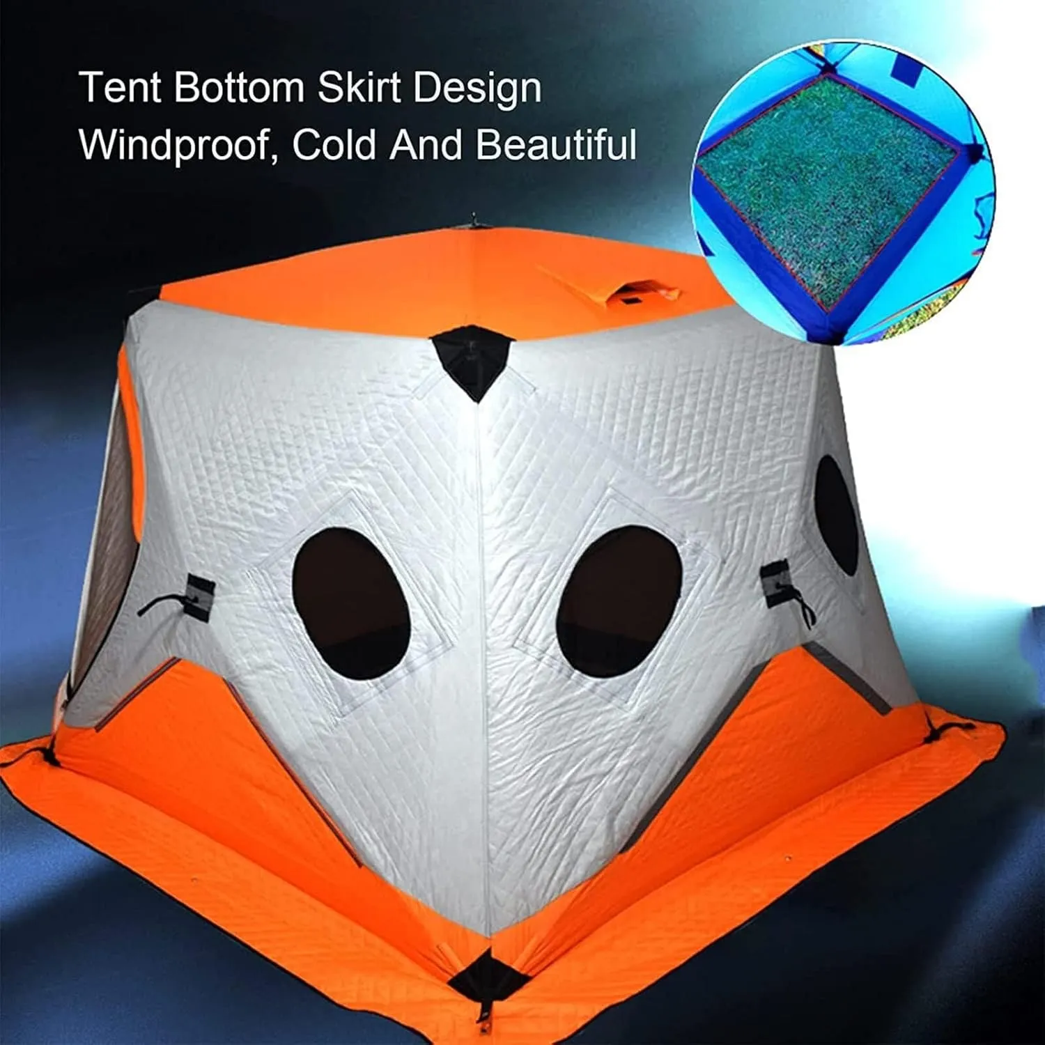 Outdoor Waterproof Winterized Tent Ice Fishing Shelter Thickened Winter Warm Cotton Durable Camping Tent with Pegs and Ropes