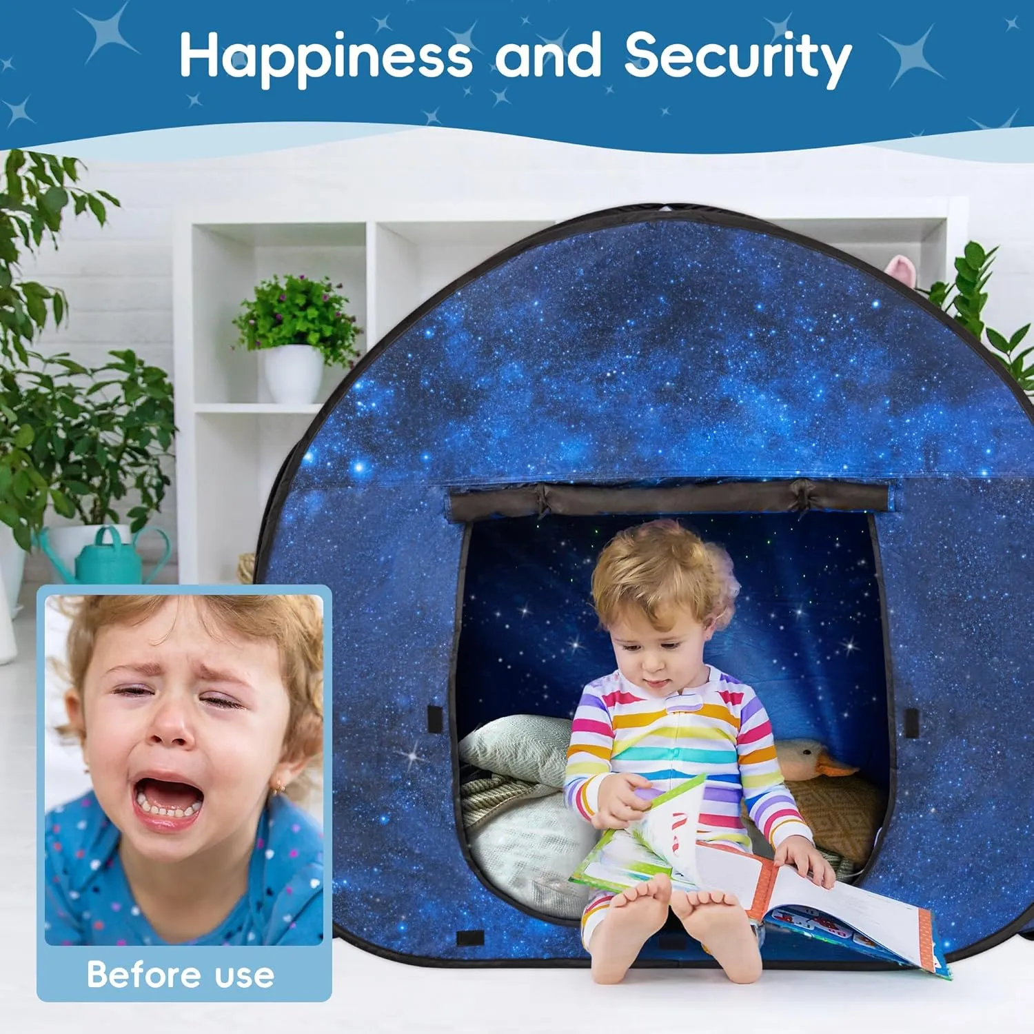 OUTREE Sensory Tent 47 * 47 * 47 in，Starry Night Print,Sensory Tent for Kids with Autism, pop up Play Tent