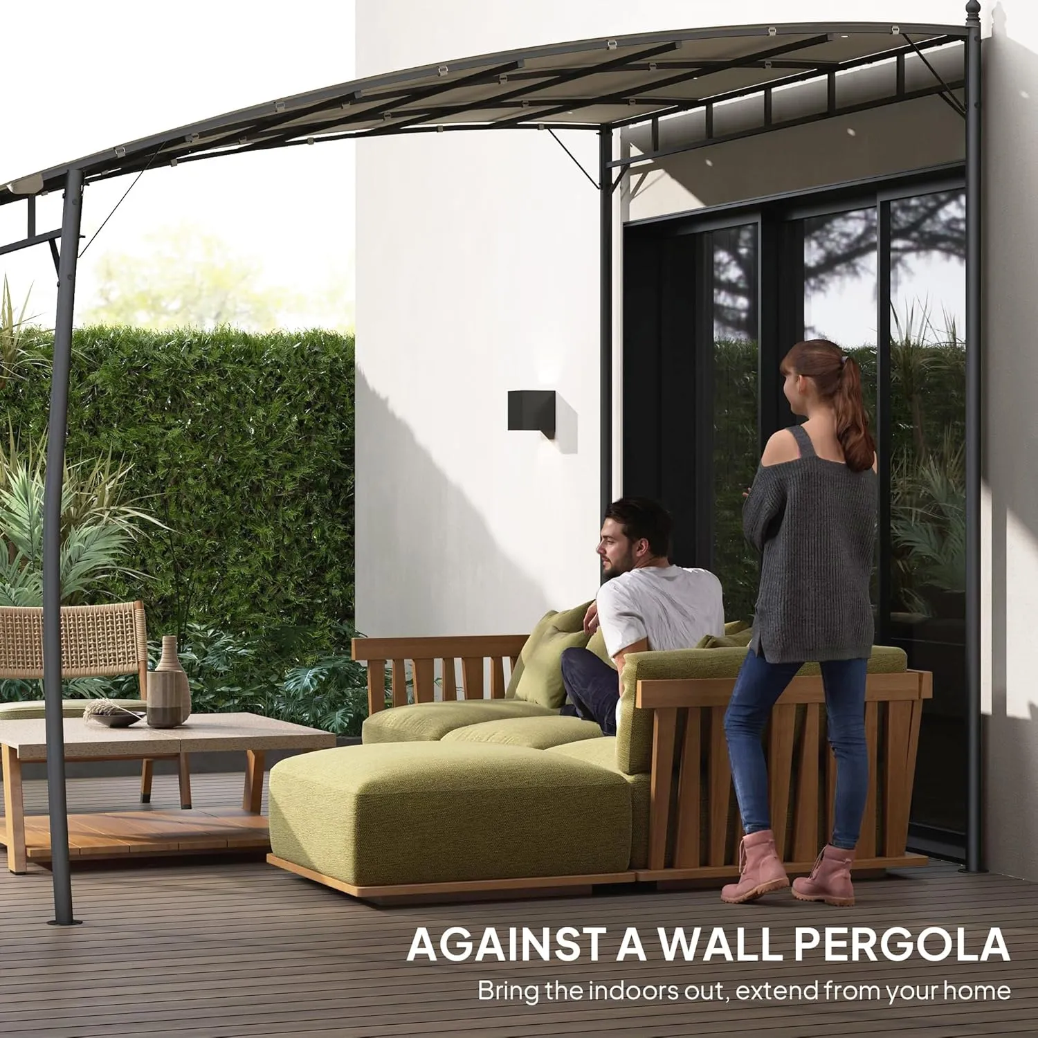 Outsunny 10' x 10' Outdoor Pergola Gazebo with UV-Resistant Canopy and Metal Frame, Sun Shade Shelter for Porch, Patio, Deck, Backyard, Cream White