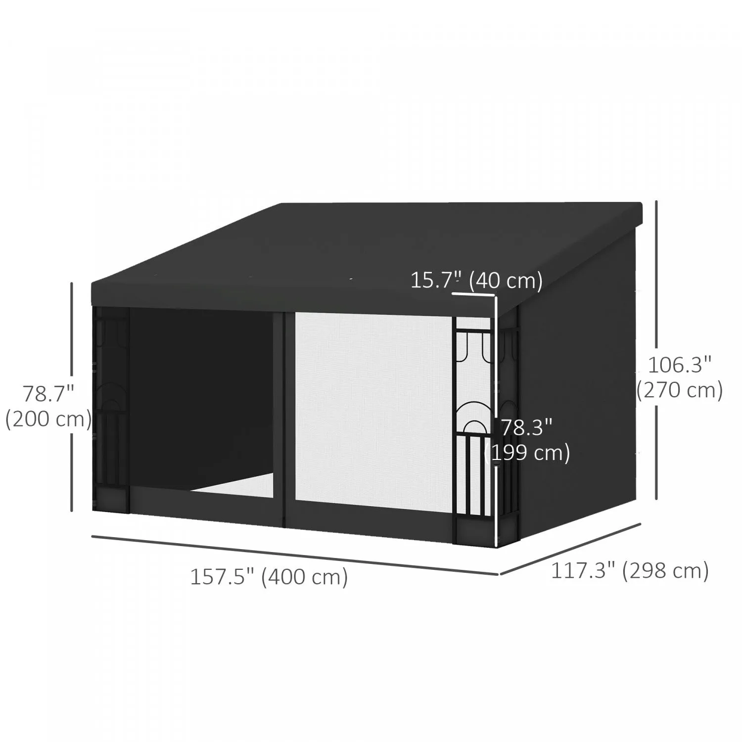 Outsunny 10' X 13' Lean To Outdoor Pergola Canopy With 2 Curtains And 2 Nettings, Wall Mounted Deck |Outsunny Pergola 10' X 13' Avec 2 Rideaux Et 2 Filets, Abri Solaire Mural Pour Terrasse, Resistant A