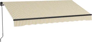 Outsunny 10' x 8' Retractable Awning, Patio Awning Sunshade Shelter with Manual Crank Handle, 280gsm UV Resistant Fabric and Aluminum Frame for Deck, Balcony, Yard, Beige and White