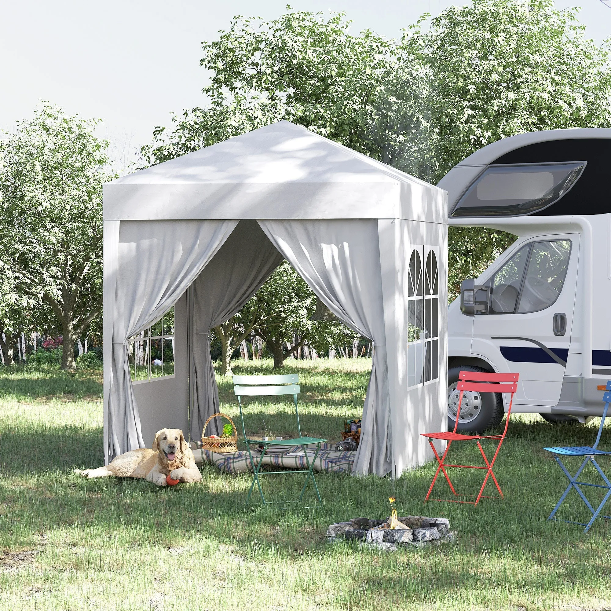 Outsunny 2m x 2m Pop Up Gazebo - Black, Grey, White, Blue, Green or Brown