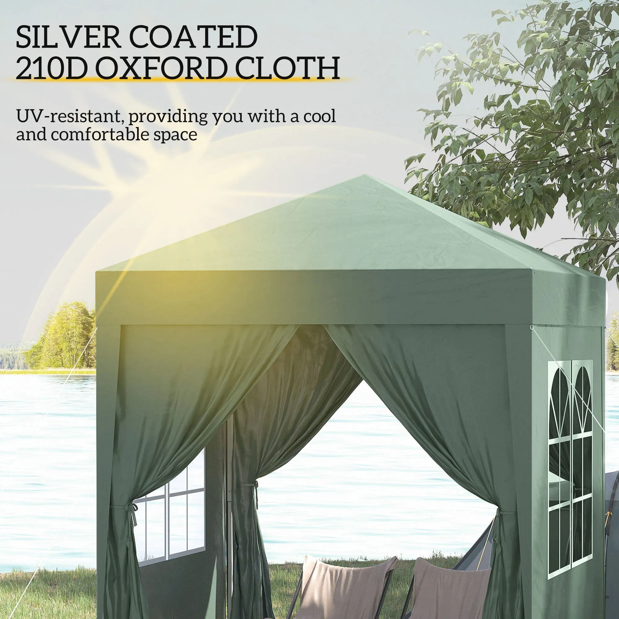 Outsunny 2m x 2m Pop Up Gazebo - Black, Grey, White, Blue, Green or Brown