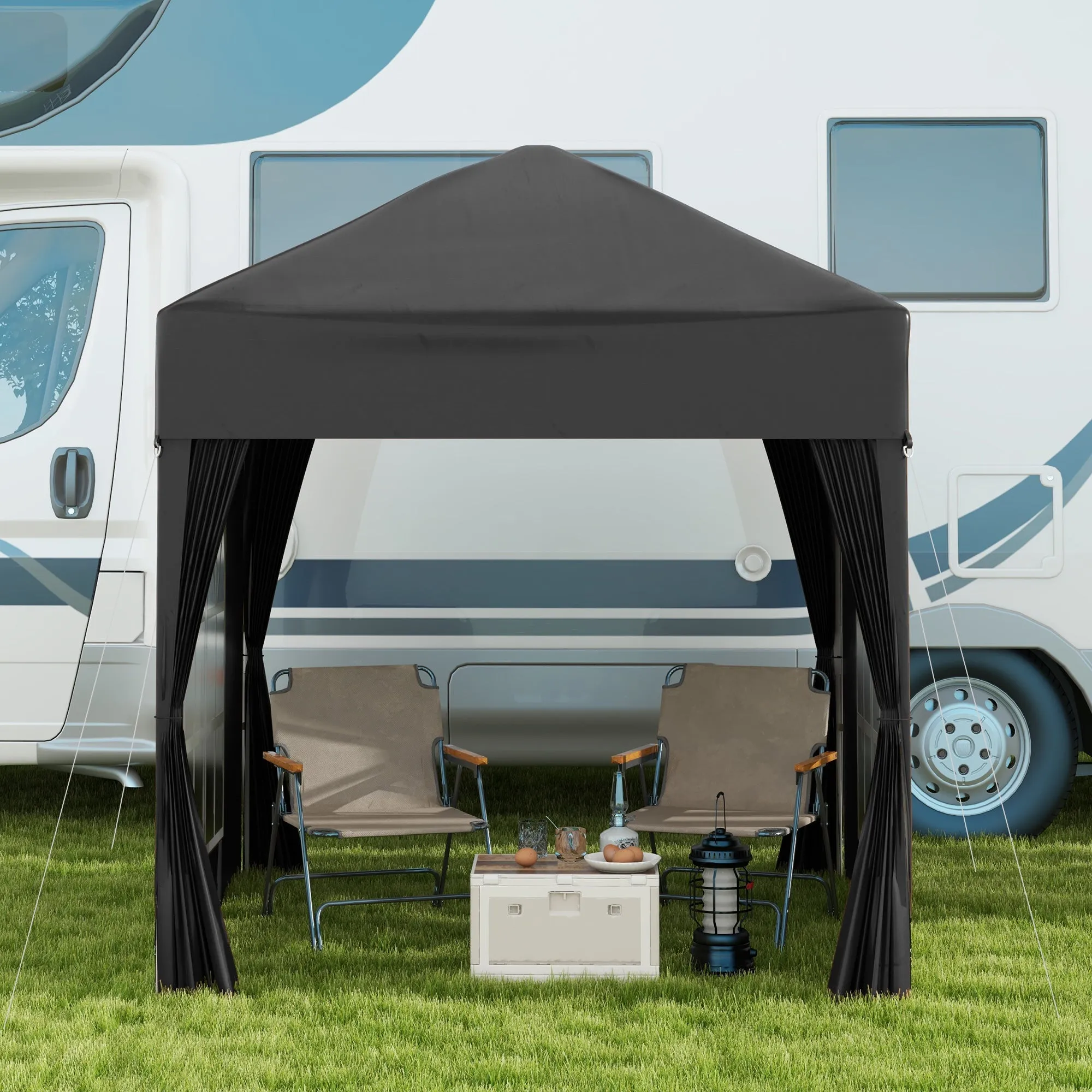 Outsunny 2m x 2m Pop Up Gazebo - Black, Grey, White, Blue, Green or Brown