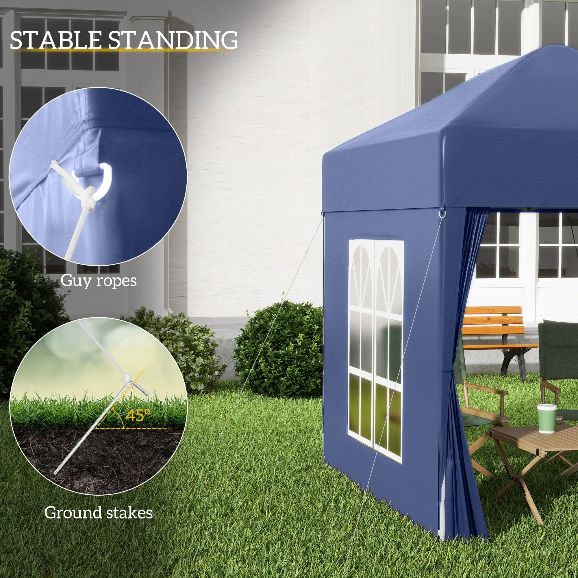 Outsunny 2m x 2m Pop Up Gazebo - Black, Grey, White, Blue, Green or Brown