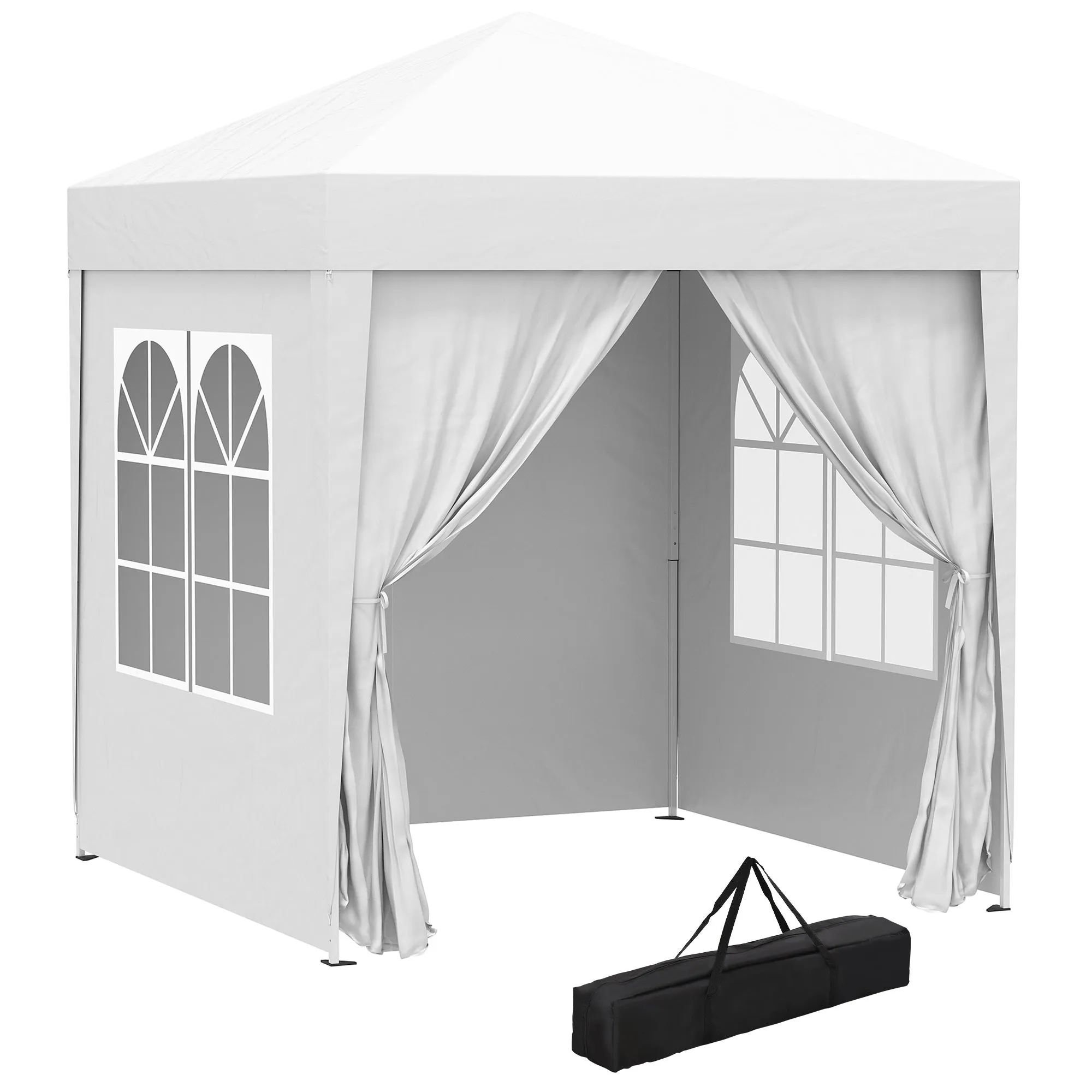 Outsunny 2m x 2m Pop Up Gazebo - Black, Grey, White, Blue, Green or Brown