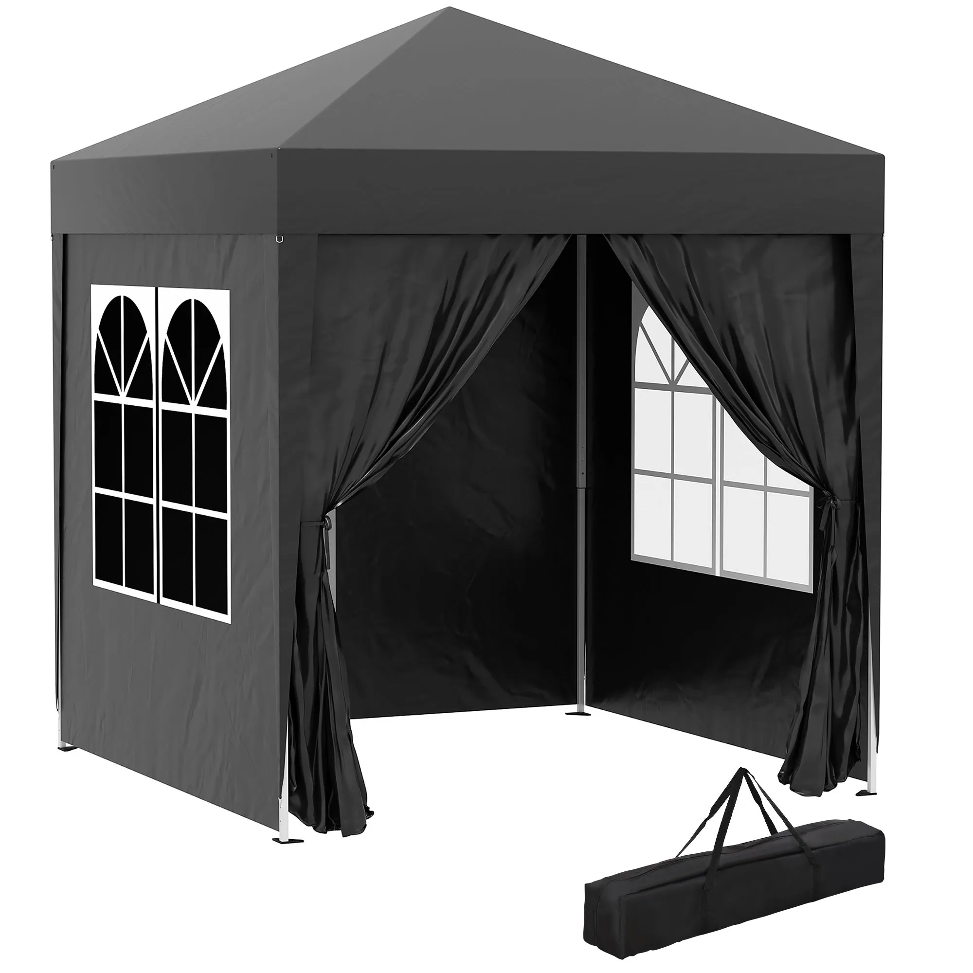 Outsunny 2m x 2m Pop Up Gazebo - Black, Grey, White, Blue, Green or Brown