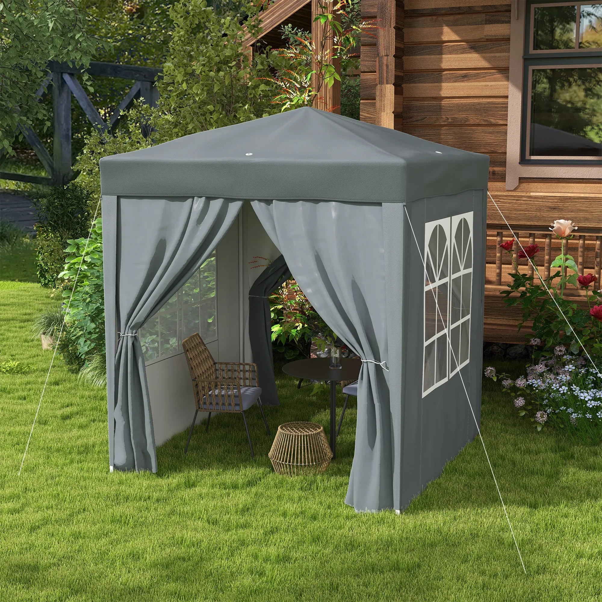 Outsunny 2m x 2m Pop Up Gazebo - Black, Grey, White, Blue, Green or Brown