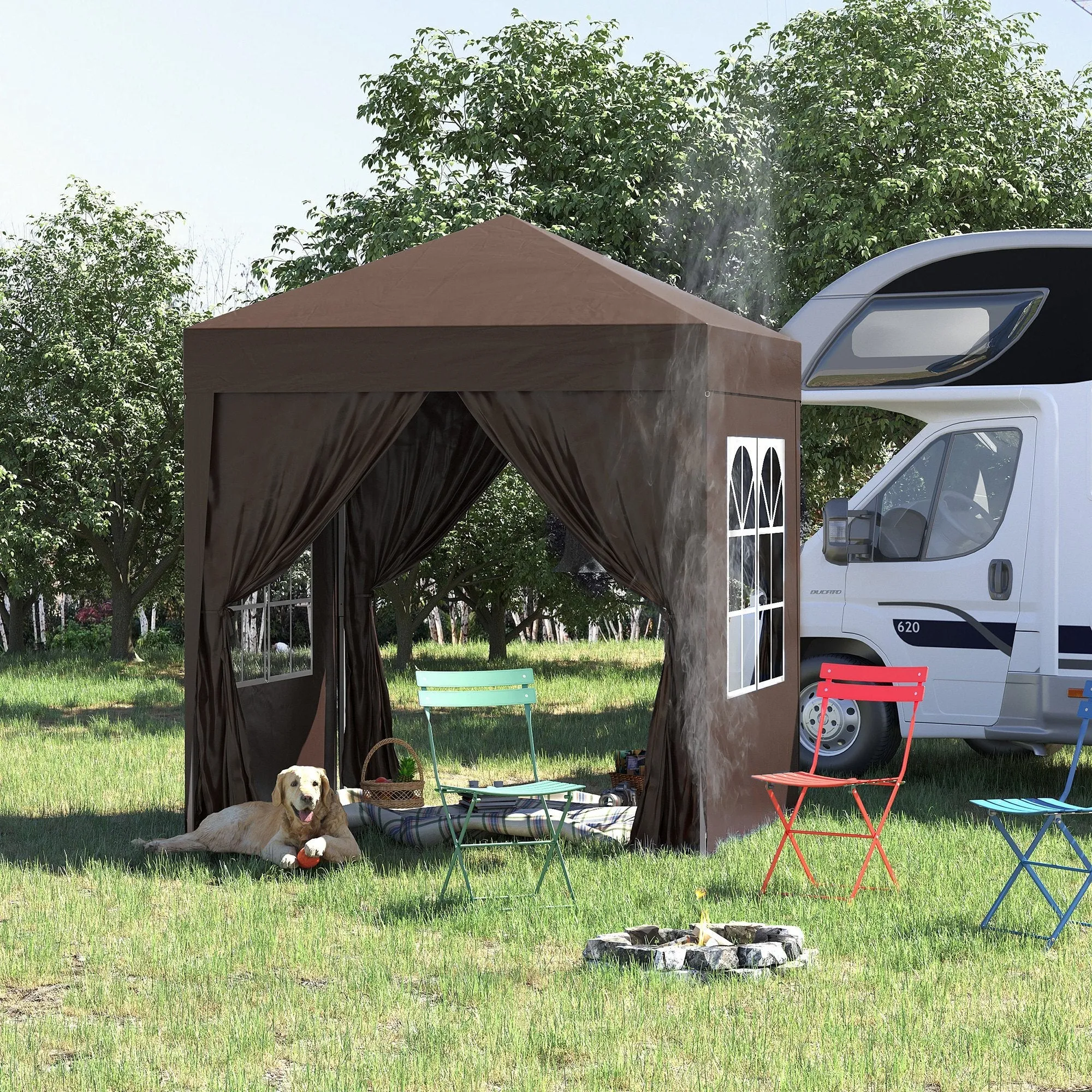 Outsunny 2m x 2m Pop Up Gazebo - Black, Grey, White, Blue, Green or Brown