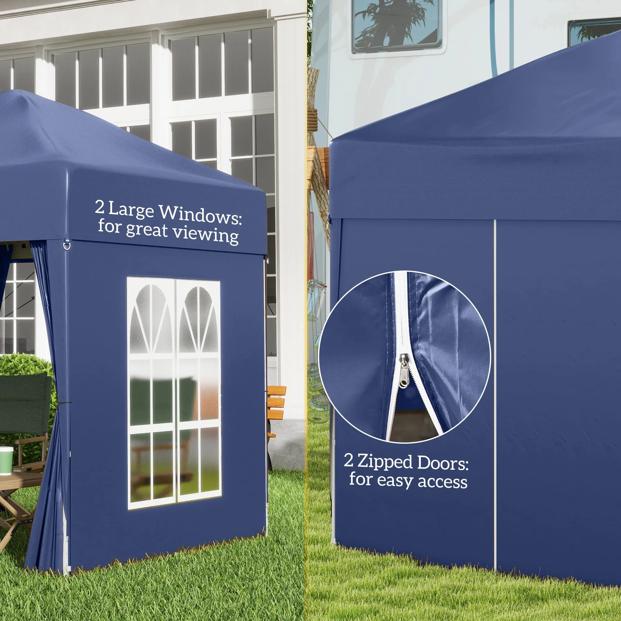 Outsunny 2m x 2m Pop Up Gazebo - Black, Grey, White, Blue, Green or Brown