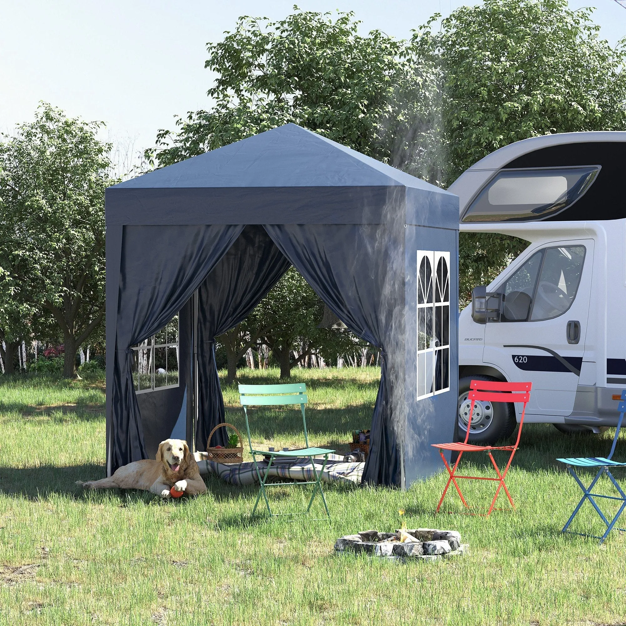 Outsunny 2m x 2m Pop Up Gazebo - Black, Grey, White, Blue, Green or Brown