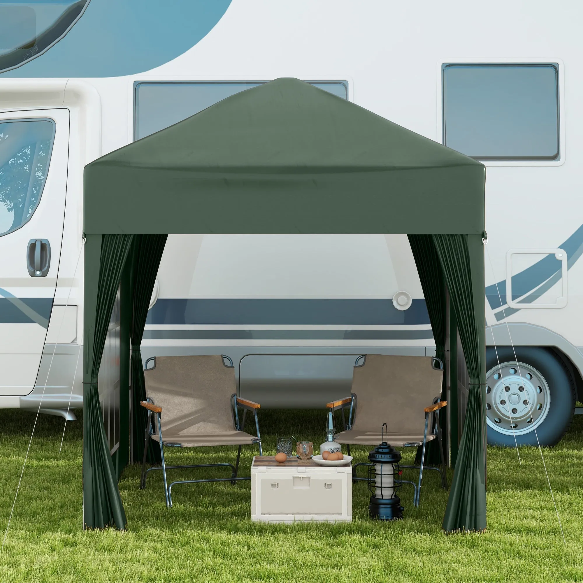 Outsunny 2m x 2m Pop Up Gazebo - Black, Grey, White, Blue, Green or Brown