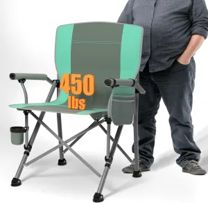 Oversized Camping Chair for Adults Heavy Duty,Heavy Duty Lawn Chair with Side Pockets,Outdoor Camping, Fishing, Beach, Hiking Foldable Camping Chair (1, Grey Light Blue, Extra Large)