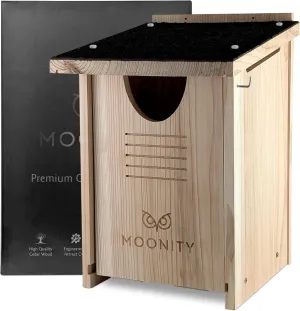 Owl House Cedar - Weatherproof Nesting Box for Barn, Screech, Barred - Owl Box 16“ x 12” x 11” - Easy to Install - Bag of Cedar Wood Shavings