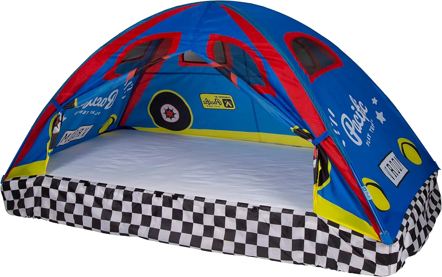 Pacific Play Tents 19711 Kids Rad Racer Bed Tent Playhouse - Full Size Mattress
